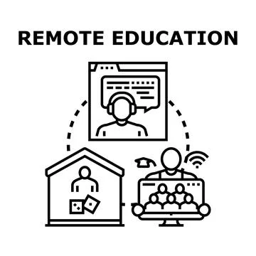 Remote education concept during distance learning online Stock Illustration