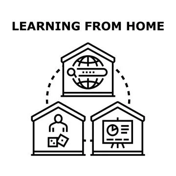 Remote education concept with online learning from home Stock Illustration