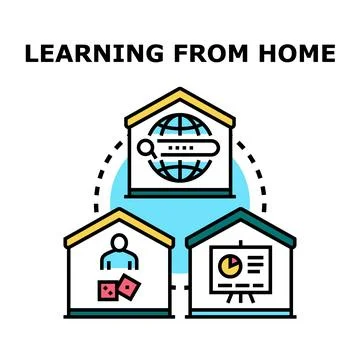 Remote education concept with online learning from home Stock Illustration