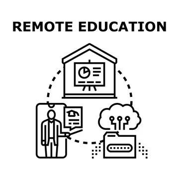 Remote education connecting students and learning online Ilustração Stock