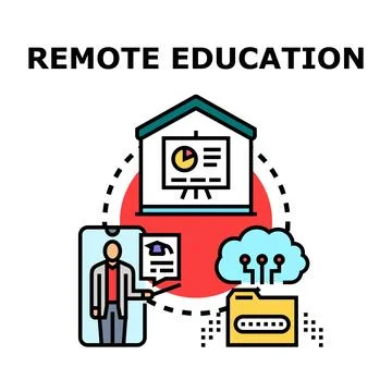 Remote education connecting students and learning online Stockillustratie