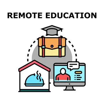 Remote education e learning online distance studying icon Stock Illustration