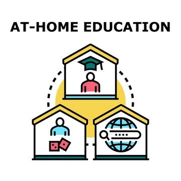 Remote education learning from home concept Stock Illustration