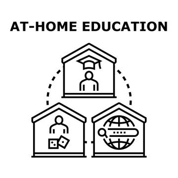 Remote education learning from home concept 库存插图