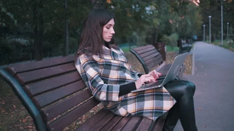 Remote education in the park Stock Footage 142609538