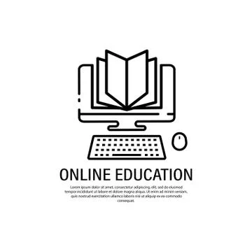 Remote education. Reading books on the Internet, E-reading, Internet library, Stock Illustration
