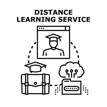 Remote education service providing access to knowledge Stock Illustration