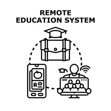 Remote education system concepts for online learning and development Stockillustratie