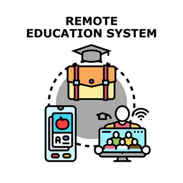 Remote education system concepts for online learning and development 库存插图