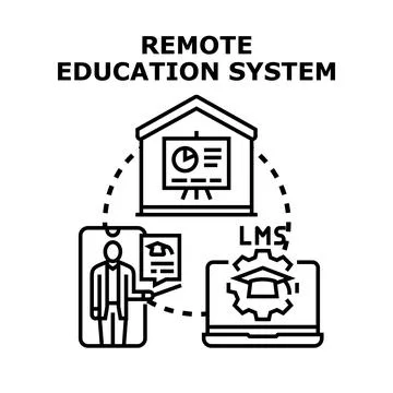 Remote education system for online learning platform Stockillustratie