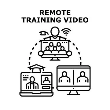 Remote education training video conference learning concept Stock Illustration