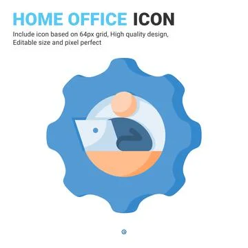 Remote employee icon vector with flat color style isolated on white background Illustrazione stock