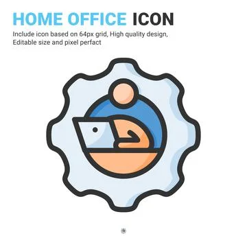 Remote employee icon vector with outline color style isolated Stock Illustration
