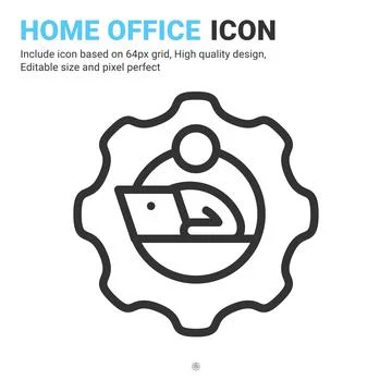 Remote employee icon vector with outline style isolated on white background Illustrazione stock