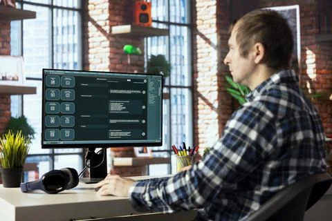 Remote employee using LLM powered chatbot Stock Photos