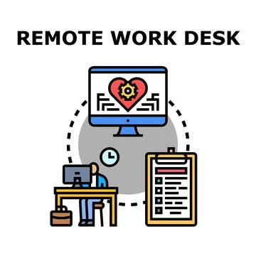 Remote employee working on computer managing tasks Stockillustratie