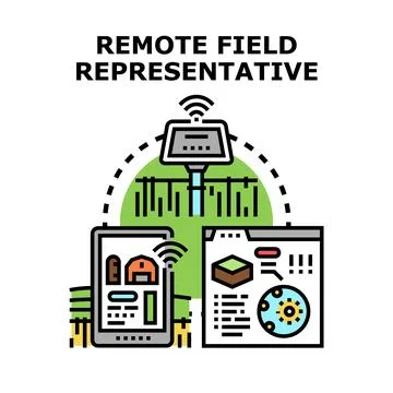 Remote field representative managing smart agriculture operations Stock Illustration