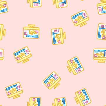 Remote fitness coaching vector seamless pattern Stock Illustration