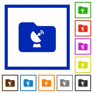 Remote folder flat framed icons 库存插图