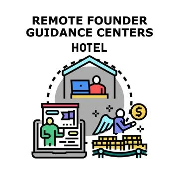 Remote founder guidance centers offering business support Stock Illustration