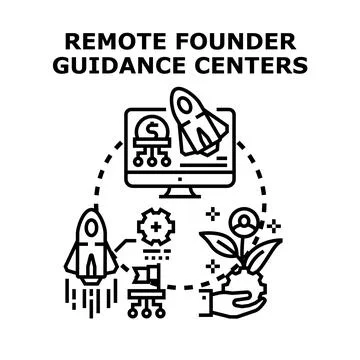 Remote founder guidance centers vector illustration Stock Illustration