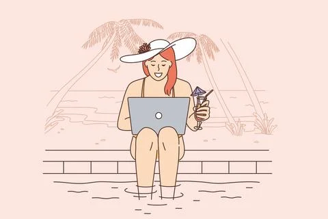 Remote freelance work and communication concept Illustrazione stock