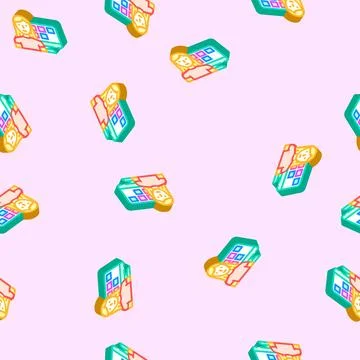 Remote freelancing isometric icon seamless pattern Stock Illustration