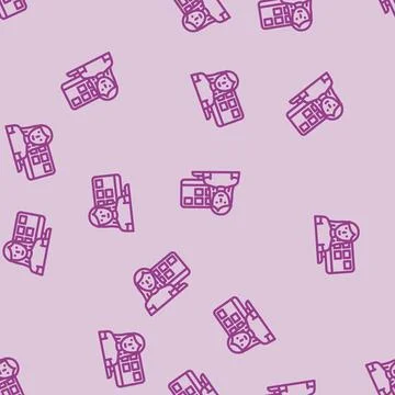 Remote freelancing line vector seamless pattern Stock Illustration
