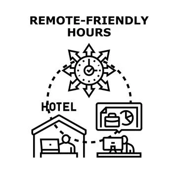 Remote friendly hours managing business time flexibility Stock Illustration