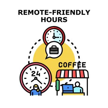 Remote friendly hours schedule for flexible work Stock-Illustration