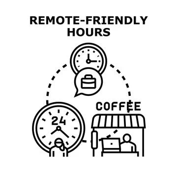 Remote friendly hours schedule for flexible work Stock Illustration