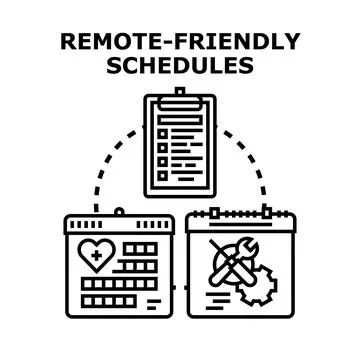 Remote friendly schedule planning and flexibility icon Stock Illustration