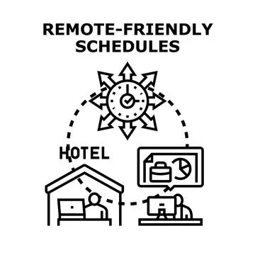 Remote friendly schedules for flexible work organization Stock Illustration