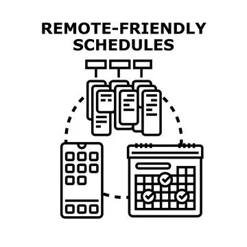 Remote friendly schedules for flexible work planning Stock Illustration