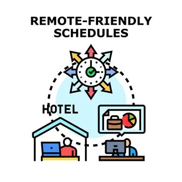 Remote friendly schedules for flexible work organization Stock Illustration
