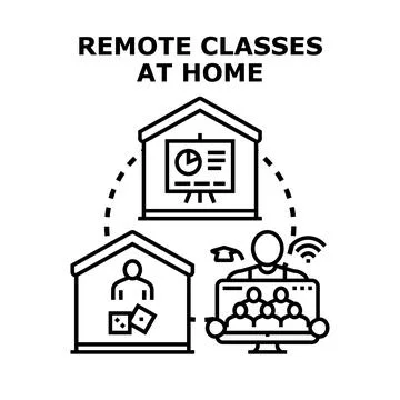 Remote global classes and online education concept Stock Illustration