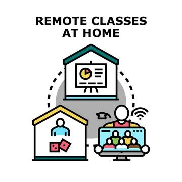Remote global classes and online education concept Stock Illustration