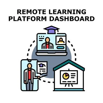 Remote global education platform connecting students and teachers Stock Illustration