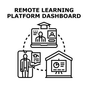 Remote global education platform connecting students and teachers Stock Illustration