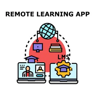 Remote global learning application for education technology 스톡 일러스트