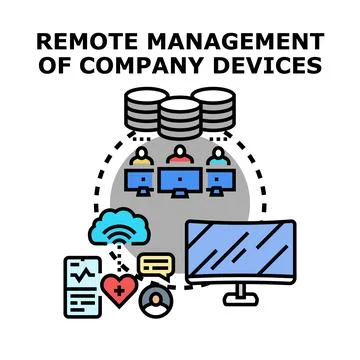 Remote global management of company devices concept Stock Illustration