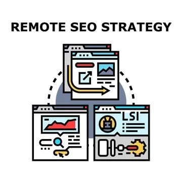 Remote global seo strategy planning and optimization Stock Illustration