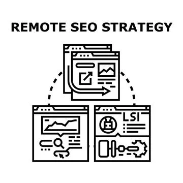 Remote global seo strategy planning and optimization Stock Illustration