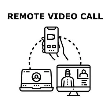 Remote global video call communication across devices Stock Illustration