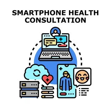 Remote health consultation using smartphone application Stock Illustration