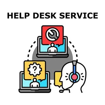 Remote help desk service providing technical support 库存插图