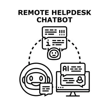 Remote helpdesk chatbot concept providing online assistance イラスト素材