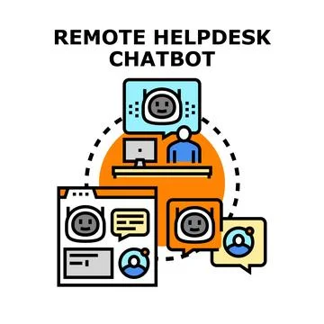 Remote helpdesk chatbot concept providing online customer support Stockillustratie