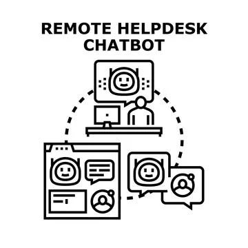 Remote helpdesk chatbot concept providing online customer support 库存插图