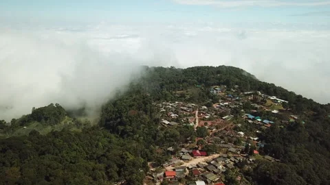 Remote Hill Tribe Hamlet Surrounded by Dramatic Misty Scenery Stock-Footage 333696970